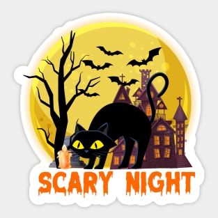 Scary Night Cat Sticker